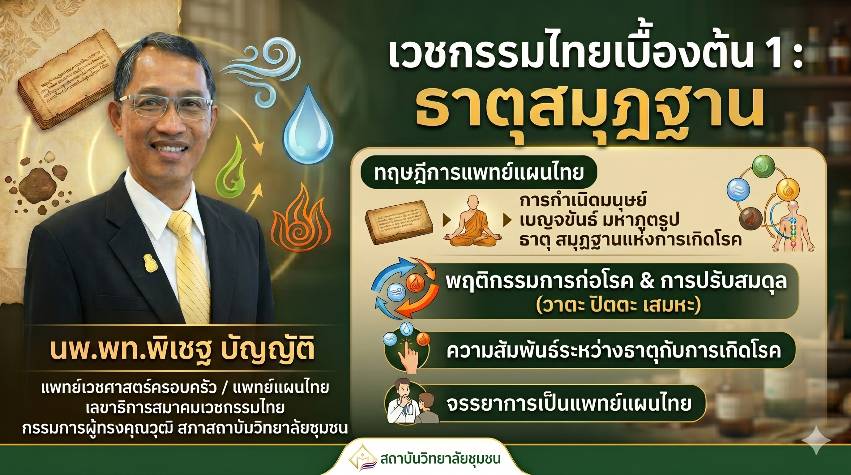 เวชกรรมไทยเบื้องต้น 1 : ธาตุสมุฏฐาน | Thai Traditional Therapy 1 : Primary Elements ICCS025