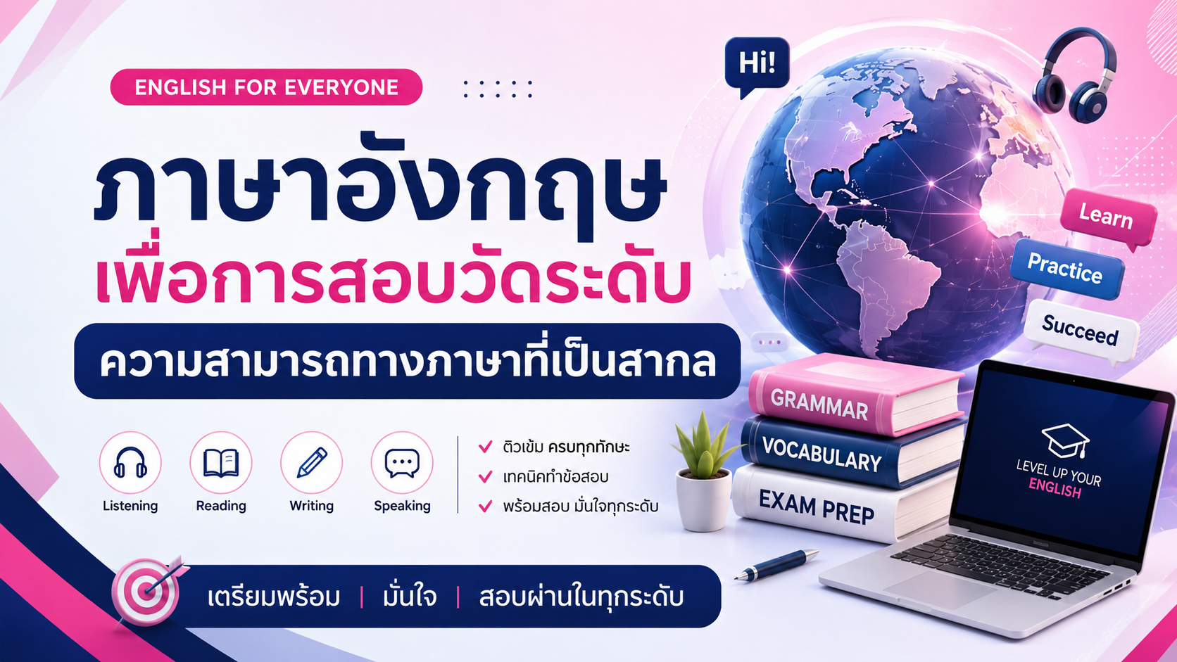 ภาษาอังกฤษเพื่อการสอบวัดระดับความสามารถทางภาษาที่เป็นสากล | English for International Language Proficiency Tests ICCS044